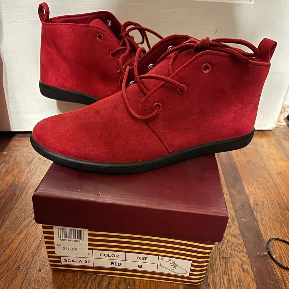 High top suede shoes